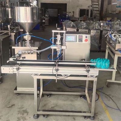 Máquina de enchimento de garrafas de shampoo semiautomática vertical com transportador